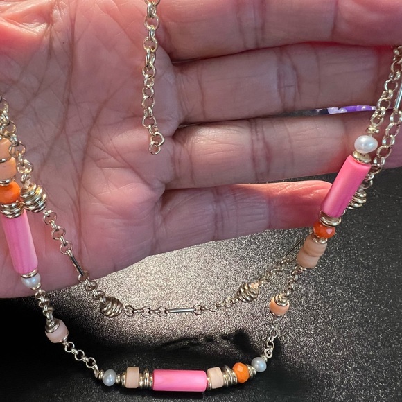 Kendra Scott Rachel Pink Mix Multi Strand Gold Tone Necklace - Picture 10 of 10